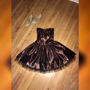 Bronze Metallic Short Formal Mini Dress